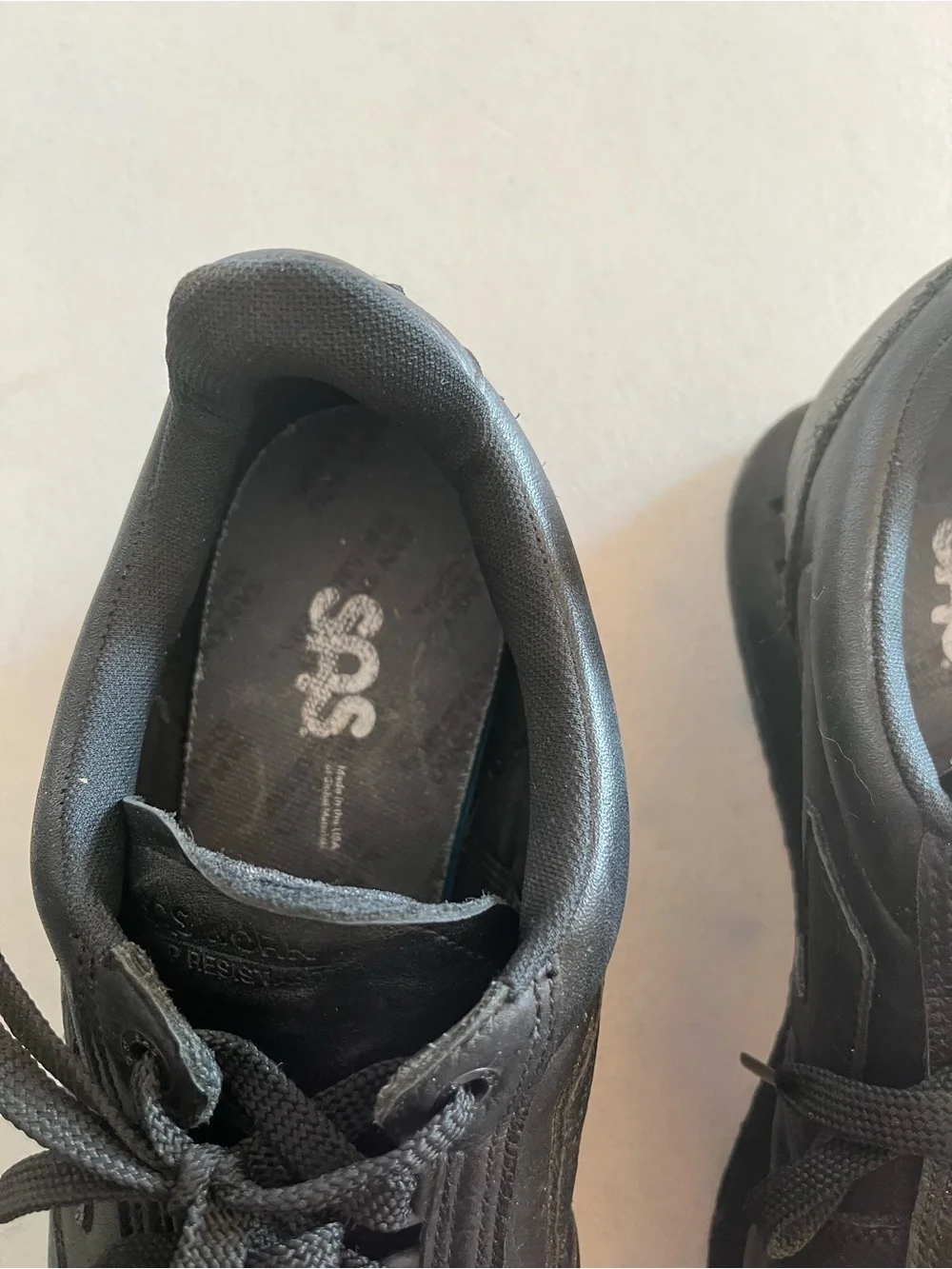 SAS Black Leather Lace-Up Sneakers